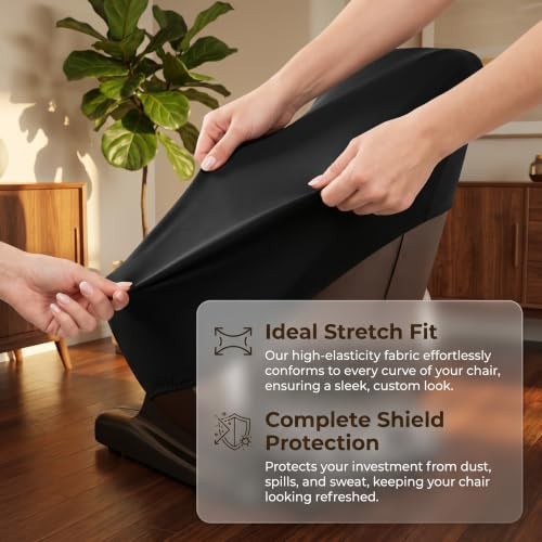 Full Body Shiatsu Massage Chair Cover Slipcover Recliner Body+Foot Black gallery