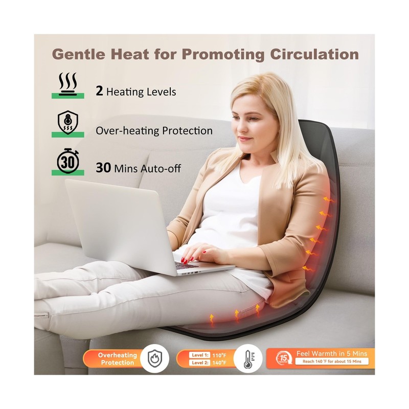 Vibration Back Massager with Heat, Massage Chair Pad with 10 Vibrat... Fast Ship gallery