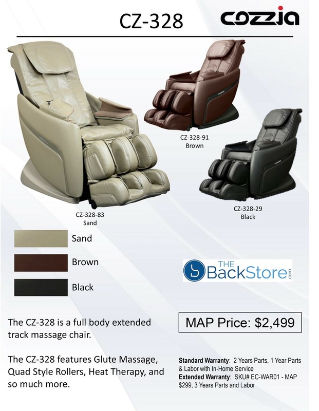 Cozzia CZ-328 Massage Chair Lay Out Recliner with Heat - Chocolate gallery
