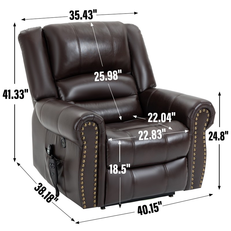 Power Lift Recliner Chair Heat Massage Dual Motor 350 LBS Faux Leather gallery