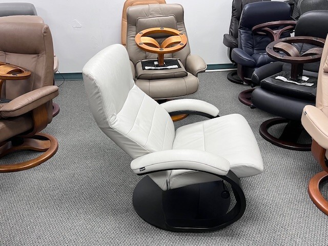 Fjords Trandal Large Recliner Chair + Ottoman, Stark White, Espresso Wood gallery