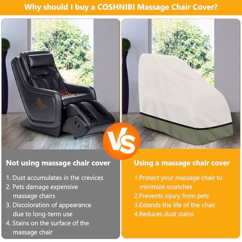 COSHNIBI Massage Chair Cover,Heavy Duty Waterproof and 59"L x 39"W x 55"H Beige gallery