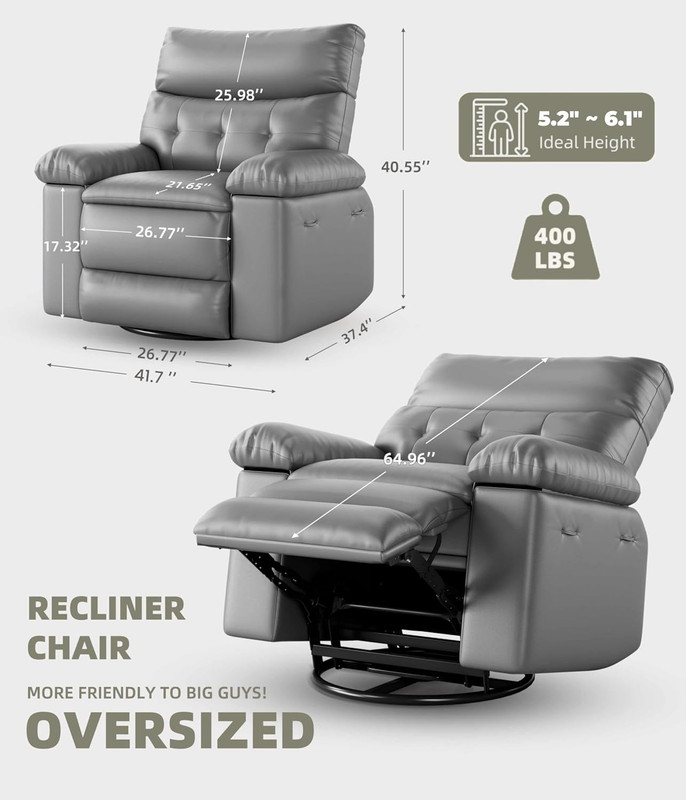 Oversized Power Rocker Recliner Chair with Heat, Massage & USB Port gallery