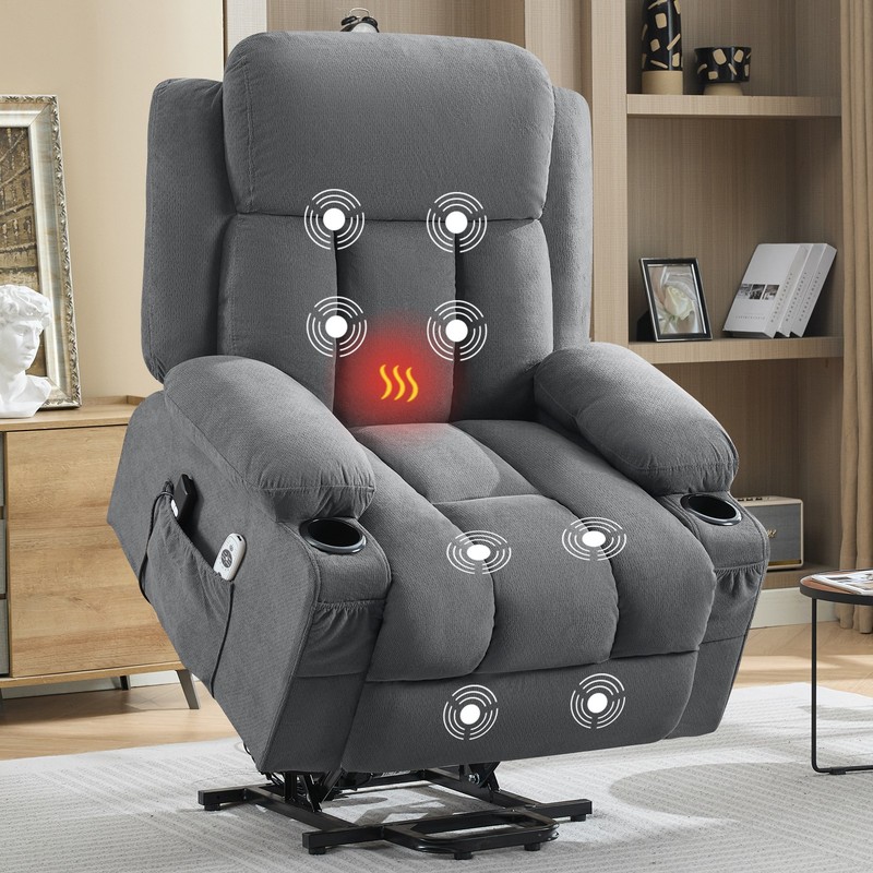 Power Lift Recliner Chair w/ Heat&Massage Electric Recliner Chair w/ Side Pocket