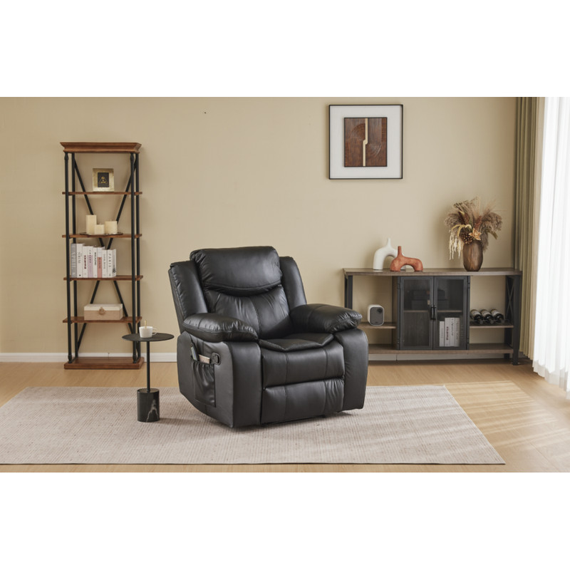 Faux Leather Recliner Chair with 8 Points Vibration,Heating,Footrest&Side Pocket gallery