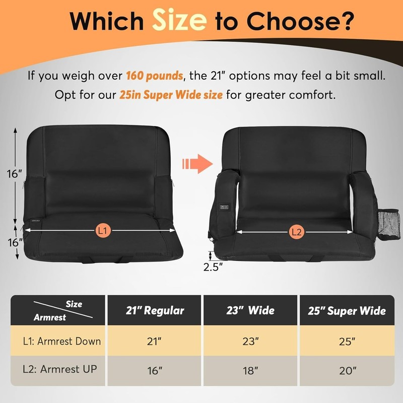 HOPERAN Massage Heated Stadium Seats for Bleachers with Back Support & Lumbar... gallery