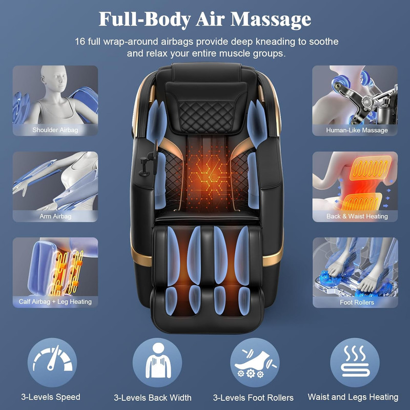 4D Shiatsu Massage Chair with AI Control, Heating, Bluetooth & Zero Gravity gallery