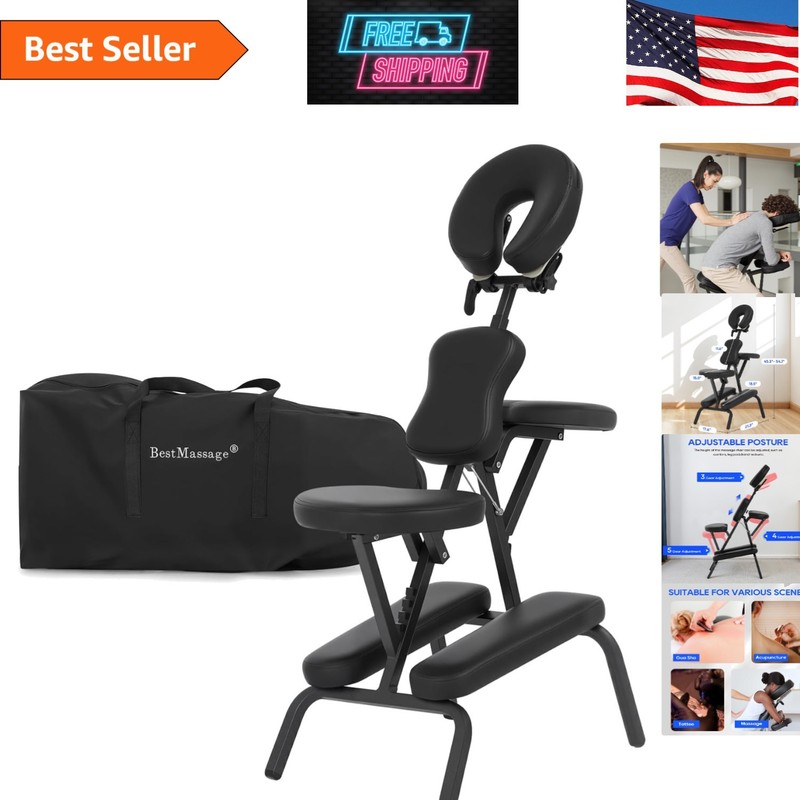 Lightweight Foldable Massage Chair with Cushion & Adjustable Face Cradle