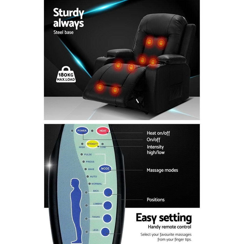 NNEDSZ Electric Massage Chair Recliner Luxury Lounge Sofa Armchair Heat Leather gallery