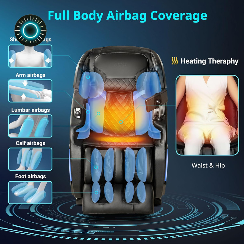 Full Body Shiatsu Massage Chair with Heat Zero Gravity & Bluetooth Speaker NEW gallery