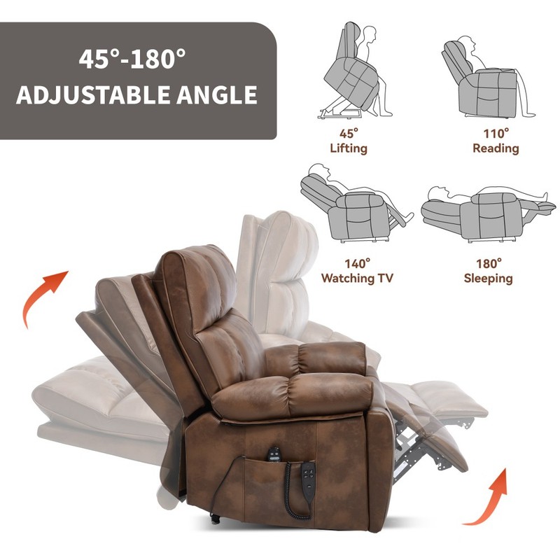 350LBS Heat Massage Electric Power Lift Recliners Infinite Position w/Cup Holder gallery