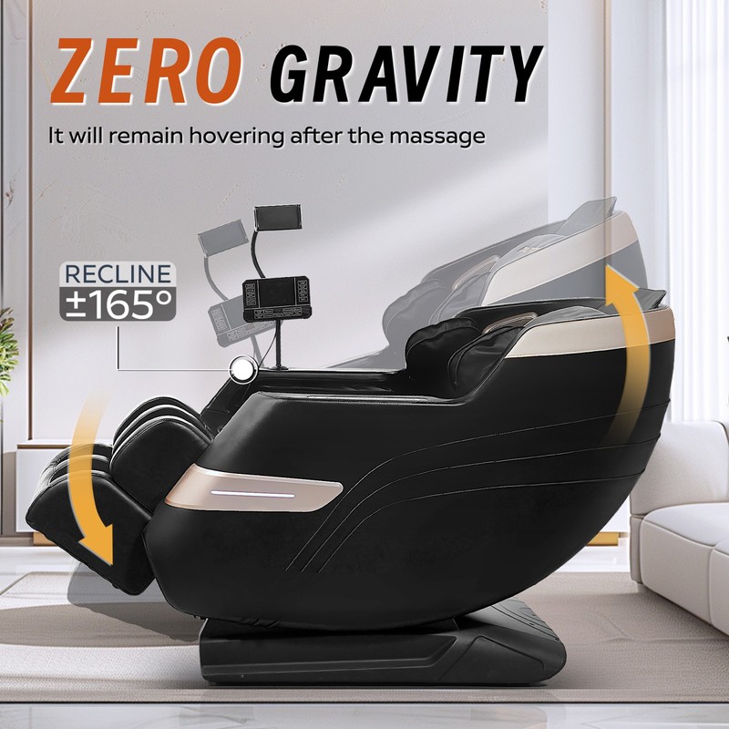 Full-Body Massage Chair with Bluetooth, Zero-Gravity & Heat, Black gallery