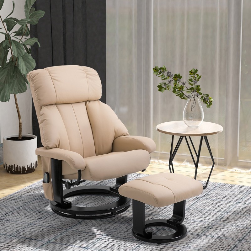 Recliner Chair and Ottoman Footrest Lounge Set 10 Vibration Motor Massage Swivel gallery