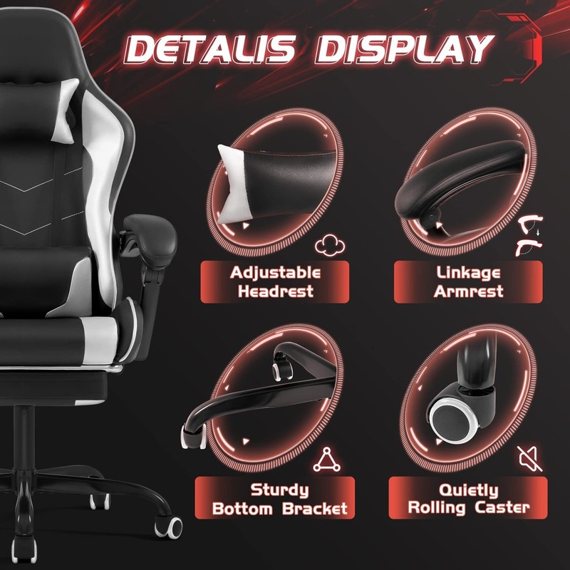 Shahoo Gaming Chair with Footrest and Massage Lumbar Support, Ergonomic Compu... gallery