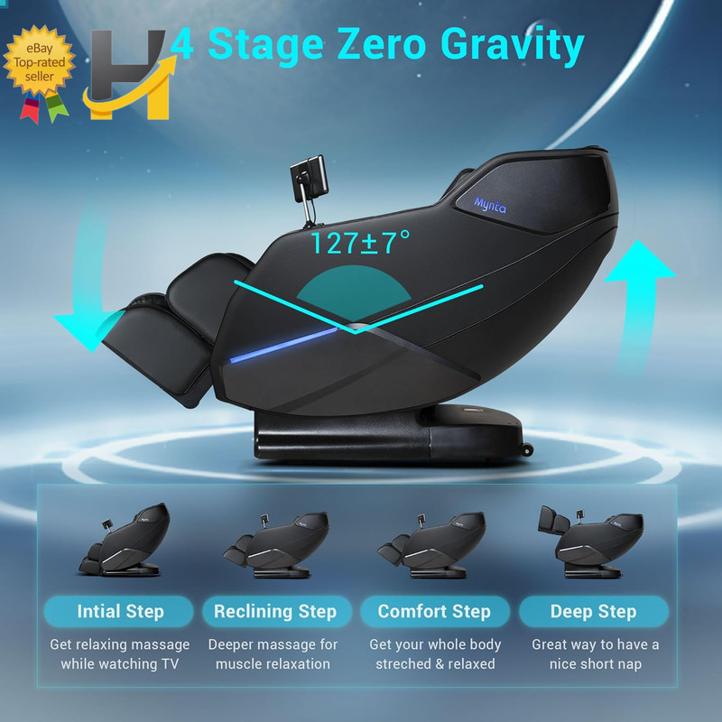 Zero Gravity Full Body Massage Chair Shiatsu 3D SL-Track Heated Recliner Black gallery