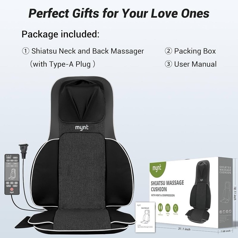 Mynt Shiatsu Neck And Back Massager For Chair With 10 Deep Kneading Modes gallery