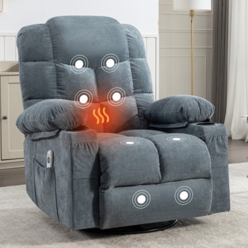 Massage Rocker Recliner Chair Rocking Chairs for Adults Oversized w/2 Cup Holder