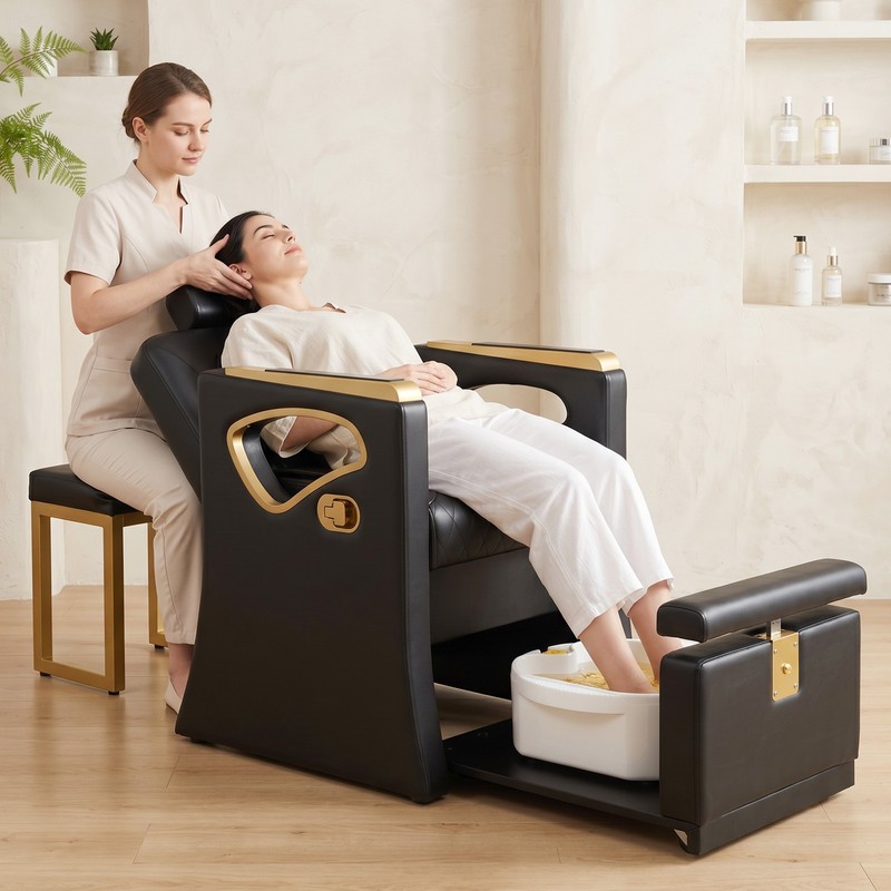 Reclining Heavy Duty Pedicure Chair w/Vibration Foot Spa Basin Nail Salon Beauty gallery