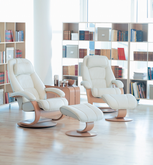 Fjords Admiral Small Recliner Chair and Ottoman AL 578 Cement Leather Lounger gallery