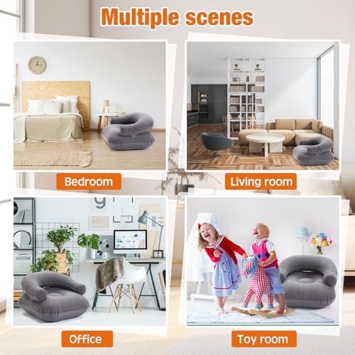 Pcs Inflatable Lounge Chair Deck Chair Lazy Sofa, Blow Up, Folding, 2 Dark Grey gallery