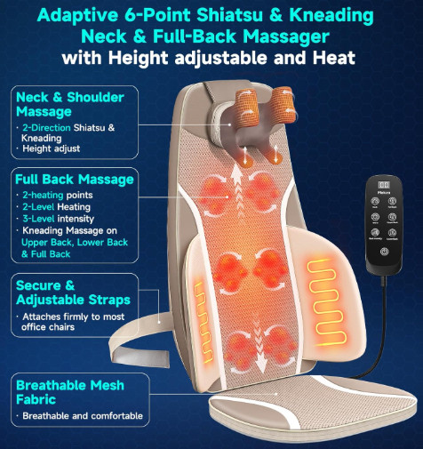 NEW in the BOX Flekzo Shiatsu Back & Neck Massage Chair Seat with Heat gallery