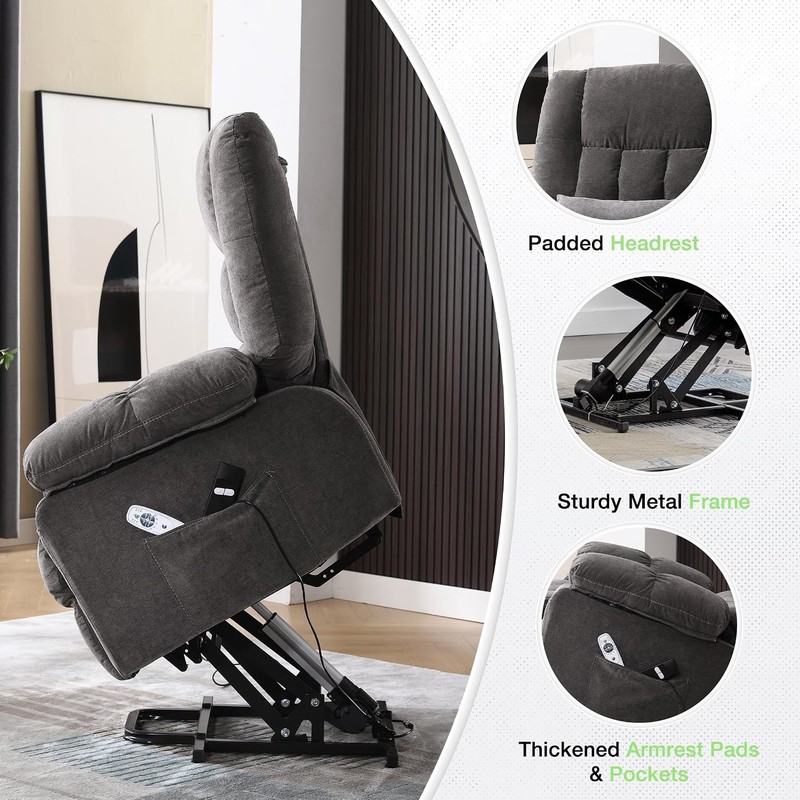 Power Lift Recliner Chair W/ Massage & Heat Elderly,Electric Lift Chair W/ USB gallery