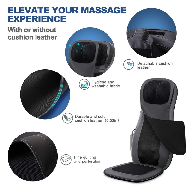 Back Neck Massage Seat Chair Cushion with Heat 3D Finger Pressure & Vibration HD gallery