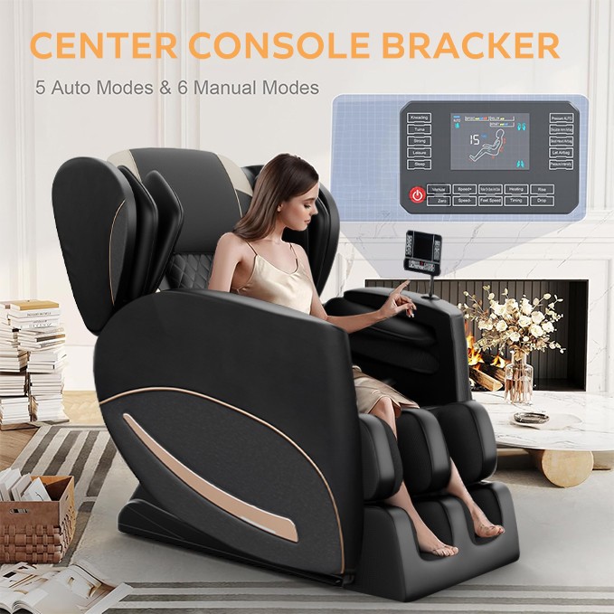 New Full Body Zero Gravity Massage Chair Recliner Heating, L-Track,5 Modes Black gallery