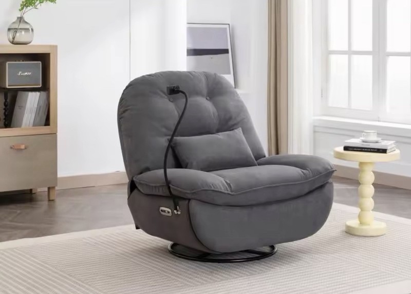 Gray Heated Electric Massage Recliner Chair USB Adjustable Fabric Upholstery gallery