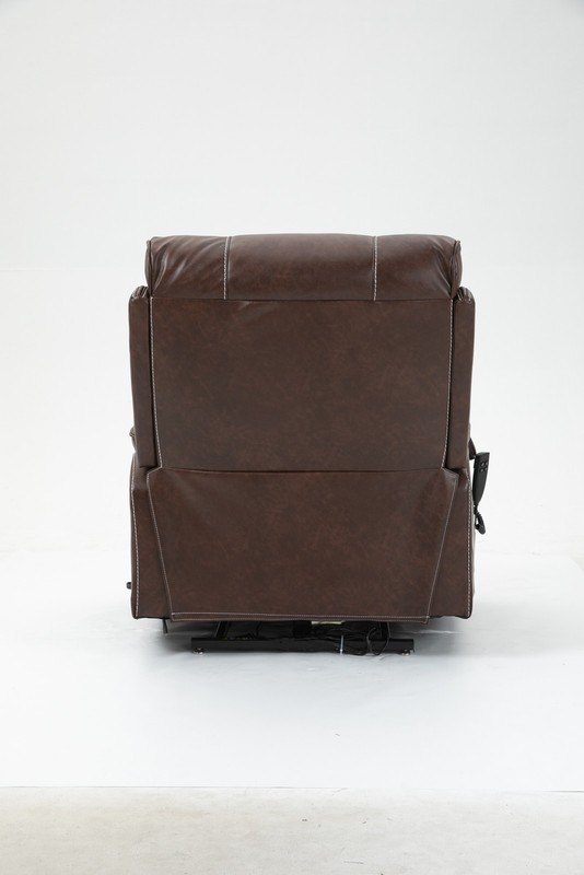 Power Lift Recliner Lounge Sofa w/Massage&Heat, Brown Leather Chair for Elderly gallery