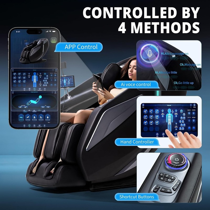 Full Body Zero Gravity Massage Chair with 40 Airbags Black gallery