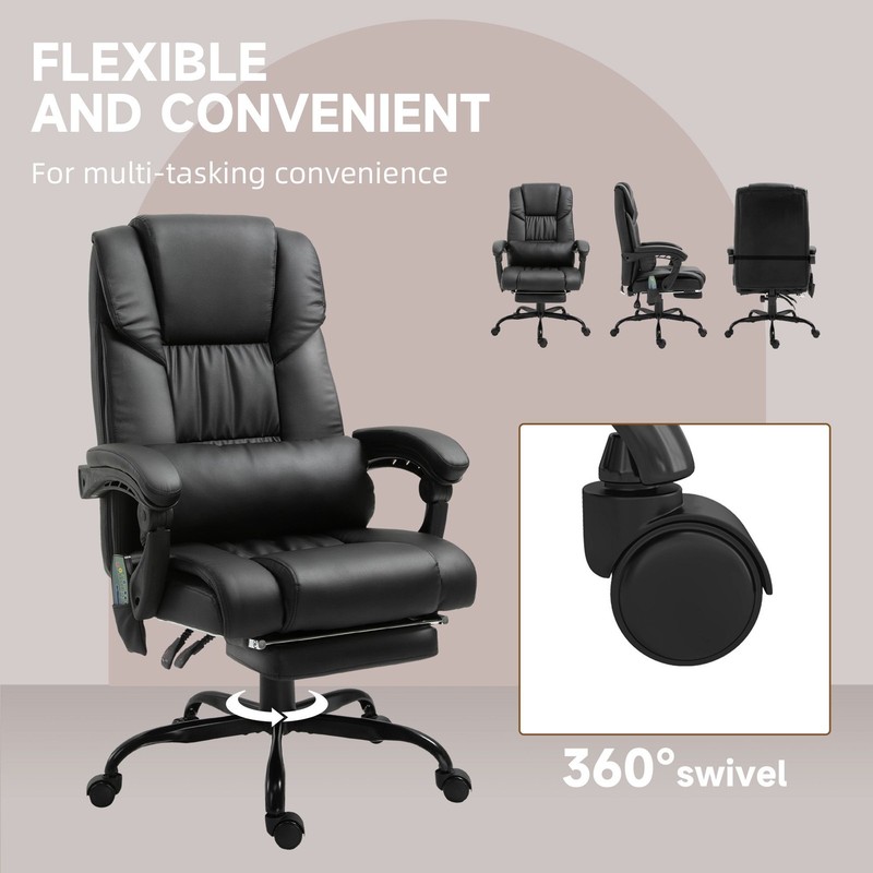 High Back Massage Office Chair with 6 - Point Vibrating Lumbar Support Recliner gallery