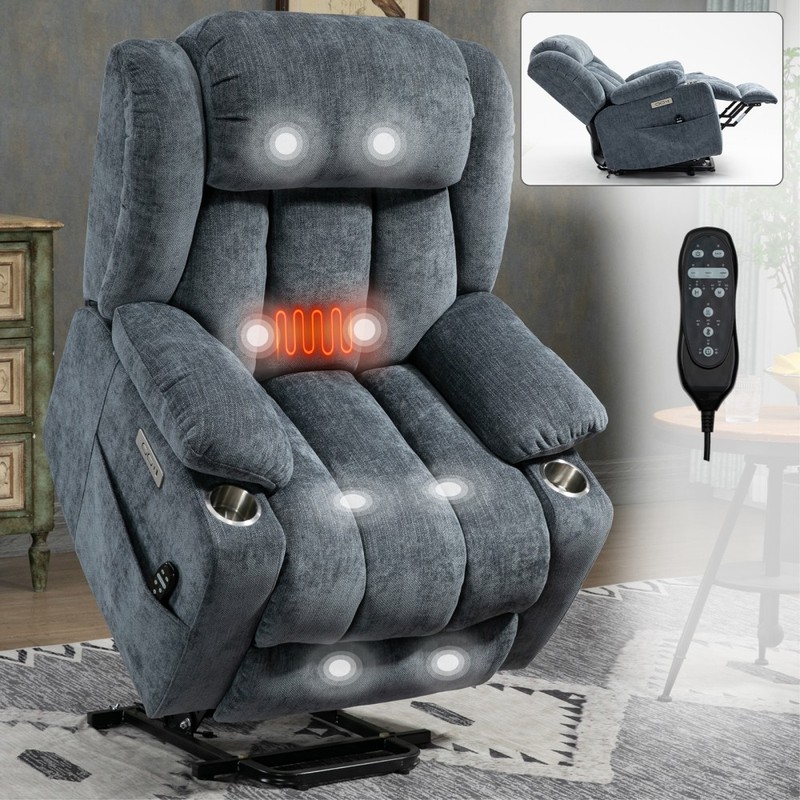 Power Lift Recliner Chair with 8-Point Massage,Lumbar Heat,USB Ports&Cup Holders gallery