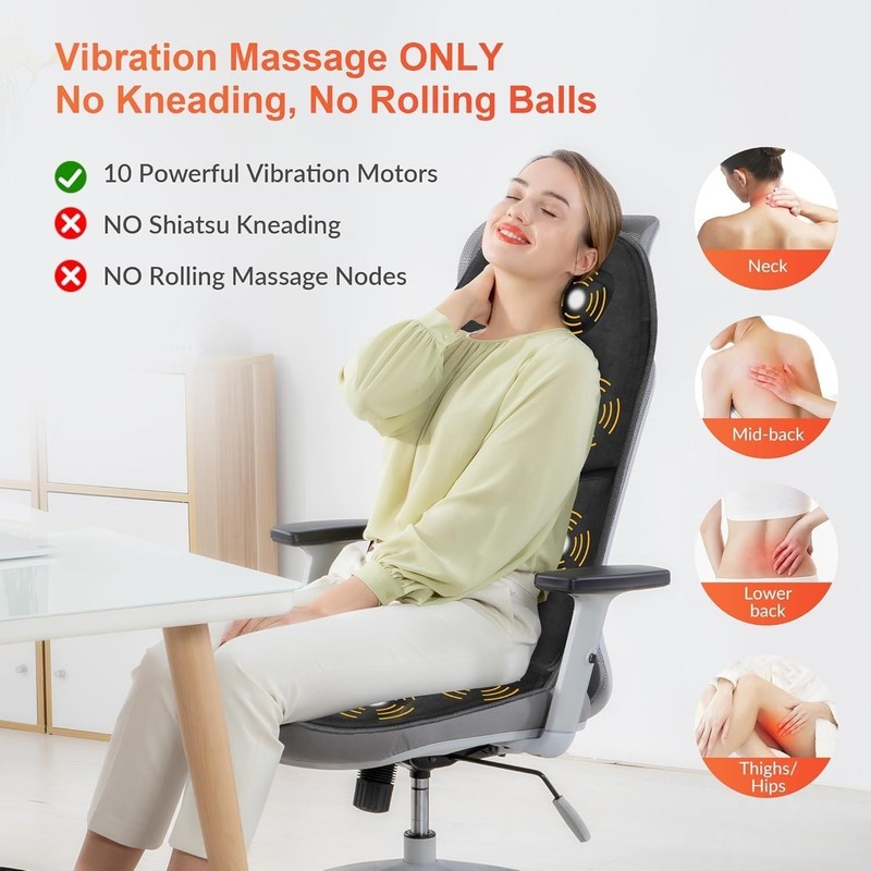 Portable Vibration Massage Seat Cushion with Heat - Ideal Gift for Men & Women gallery