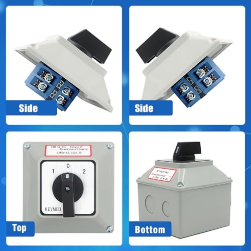 63A 660V 2 Pole Rotary Changeover Switch with Outer Box, 3 Position ON-Off-ON, gallery
