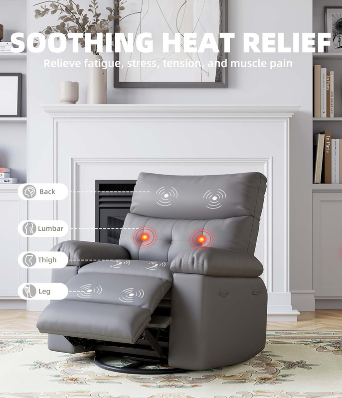 Oversized Power Rocker Recliner Chair with Heat, Massage & USB Port gallery