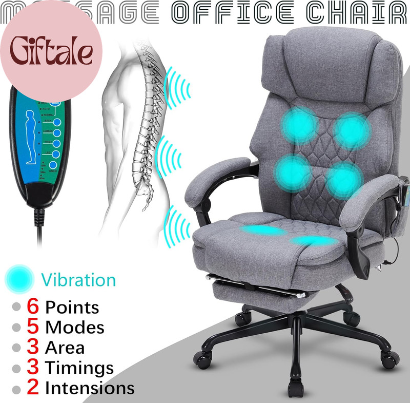 Massage Office Chair with Heat,Reclining Office Chair with Foot Rest,6 Points Vi gallery