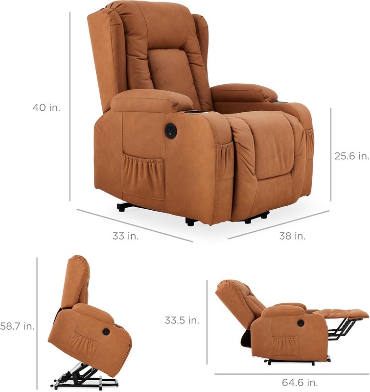 PU Leather Electric Power Lift Chair Recliner Massage Chair Adjustable Furniture gallery