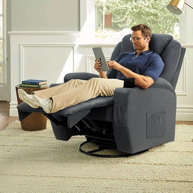 Reclining Heated Massage Chair with Swivel and Rocking Function gallery