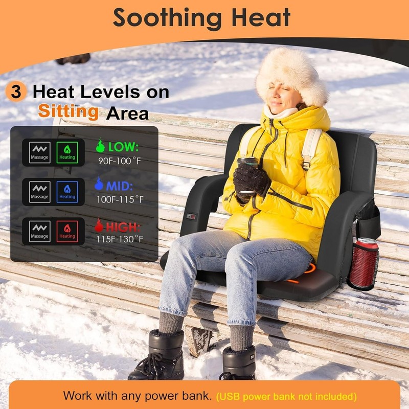 HOPERAN Massage Heated Stadium Seats for Bleachers with Back Support & Lumbar... gallery