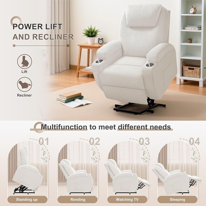 Electric Recliner Chair Power Lift Massage Chair W/ Storage & Cup Holder New gallery