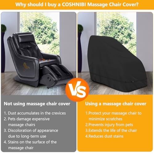 COSHNIBI Massage Chair Cover,Heavy Duty Waterproof 63"L x 39.5"W x 55.5"H Black gallery