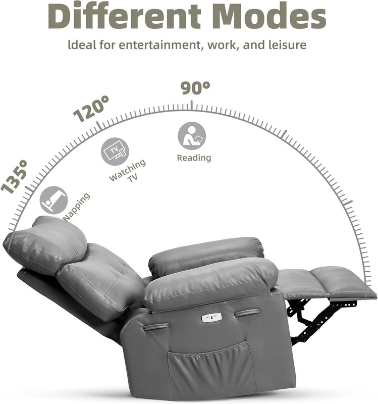 Oversized Power Rocker Recliner Chair with Heat, Massage & USB Port gallery
