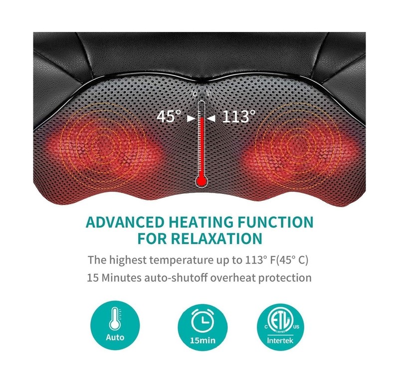 Nekteck Cordless Shiatsu Neck and Back Massager with Soothing Heat, Rechargea... gallery