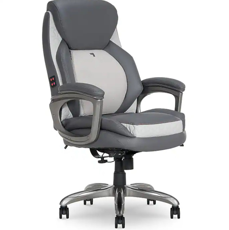 S-600 Lumbar Heated Ergonomic Bonded Leather Swivel Executive Massage Chair