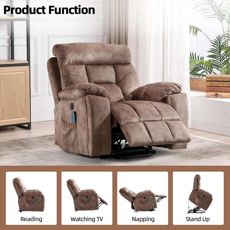 Large Power Lift Recliner Chair with Massage and Heat for Elderly Big and Tall P gallery