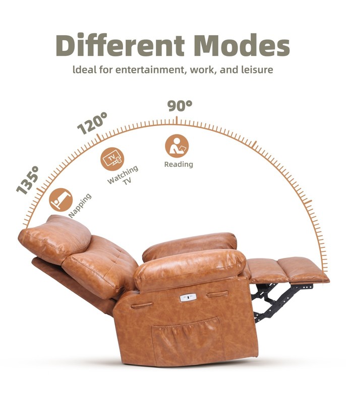 Swivel Rocker Recliner Chair 27" PU Leather Heat Massage 360° Remote Wide Seat gallery