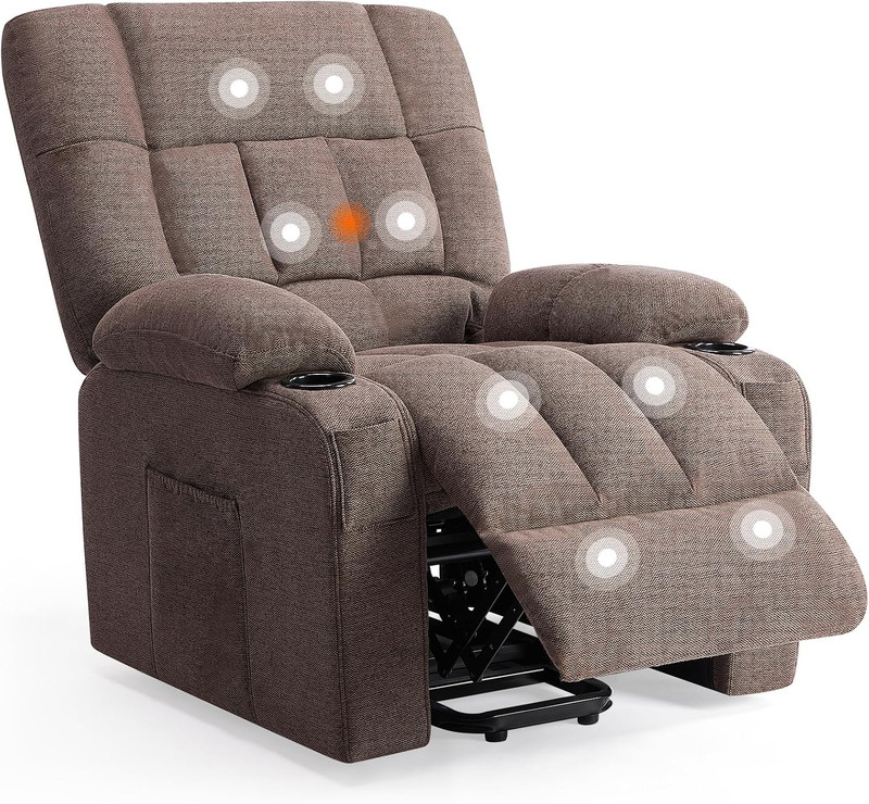 Ergonomic Power Lift Recliner Chair with Massage & Heat - Brown gallery