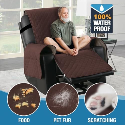 100% Waterproof Power Lift Recliner Chair Cover Non Slip Electric Power Brown gallery
