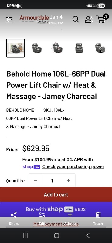 BEHOLD 106L LIFT RECLINER (NEW) (WARRENT Y)